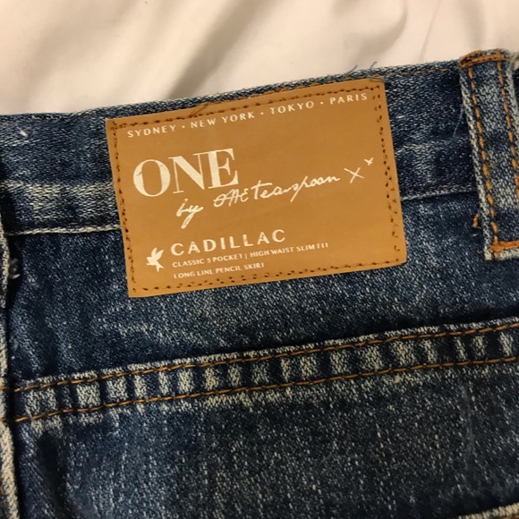 One Teaspoon Cadillac denim midi slit skirt 24 25 - Picture 4 of 5